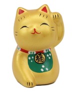 Japanese Lucky Charm Beckoning Cat Gold Maneki Neko With Baby Bib Mini F... - £8.59 GBP