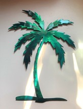 Palm Tree Metal Wall Art Décor 26&quot; tall  Completely Teal - £64.98 GBP