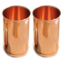300ml Pure Copper Great Drinking Water Glass Tumbler Cup,Yoga Ayurveda- Set Of 2 - £20.13 GBP