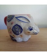 Miyabi Rabbit Mug Hand Painted Yokohama Studio Ethnic Floral Bunny Coffe... - $637.32 MXN
