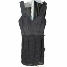 Mcginn Anthropologie Little Black Dress Size 4 Black Lined Lace Open Knit - £22.41 GBP