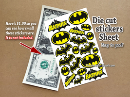 20x Small Batman Stickers Die Cut Label Sheets Batman Logo Batman Decals - $6.95
