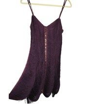 Free People Women&#39;s Jagger Fringed Purple Mini Dress Size 10 - £79.82 GBP