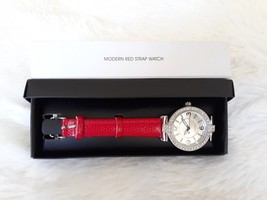 AVON &quot;MODERN RED STRAP WATCH&quot; ~ (QUARTZ MOVEMENT, STRAP BAND) ~ NEW!!! - £18.17 GBP