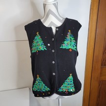Womens Bechamel Christmas vest lots of bling size L hole by button - £8.62 GBP