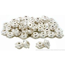 Beaded Rondelle Bali Beads Silver Plated 8mm Approx 50 - £20.01 GBP