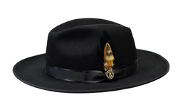 Mens Hat BRUNO CAPELO Australian Wool Wide Brim Fedora Melrose MR370 Black - £63.57 GBP