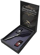 Steampunk Pen With Black &amp; Amaranth Ink Calligraphy Set - £36.34 GBP