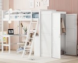 Merax Twin Size Loft Bed with Desk, Shelves and Wardrobe?White - $1,054.99