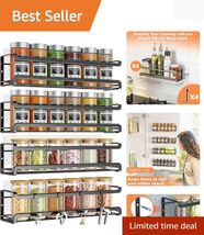 Space-Saving 4 Pack Spice Rack - Dual Installation Options for Your Kitchen - $39.55