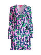 Lilly Pulitzer Mirelle Ruffle Trim Long Sleeve Wrap Romper in Oyster Bay... - $134.39
