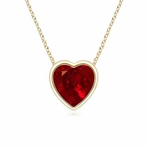 Authenticity Guarantee 
Angara Natural 5mm Ruby Heart Pendant Necklace in 14K... - £1,060.20 GBP