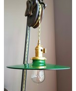 Green Porcelain Enamel Shade: 10.25&quot; Flat Industrial Style Metal, 2-1/4&quot;... - £24.45 GBP