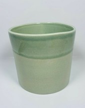 Faïence Pot de Fleur Prises, Deux Ton Vert , 4 &quot; x 5 1/4 &quot; Par Toile - $19.64