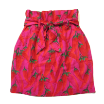 NWT Farm Rio Red Pepper Mini in Red Linen Blend Belted Paperbag Skirt XS - £48.79 GBP