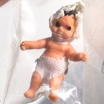 dollhouse miniature baby white lace bonnet and diaper by Miniature Inspirations - £7.00 GBP