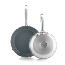 GreenPan Treviso Stainless Steel Healthy Ceramic Nonstick, 9.5&quot; and 11&quot; ... - £77.27 GBP