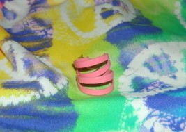 Vintage Pink Enamel Double Hoop Earrings  - $9.99