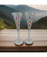 Crystal Confetti Glass Hand Blown Long Stemmed Champagne Flutes 11” Pair - $277.64 MXN