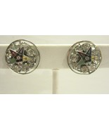 ORDER OF EASTERN STAR Screw Back Earrings Rhinestone Enamel Rhinestone V... - $11.99
