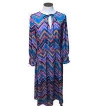 Eloquii Multicolor Chevron Print Tie Neck Long Sleeve Midi Dress Size 14 - $40.90
