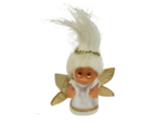 3&quot; VINTAGE 1985 DAM TROLL ANGEL W GOLD WINGS + HALO W/ WHITE HAIR AND OU... - $23.75