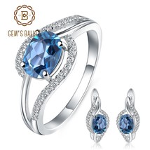 13.7Ct Oval Natural London Blue Topaz Gemstone Jewelry Sets For Women Wedding 92 - £93.38 GBP