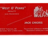 West O Punte Realty San Francisco Rosso Cellophane Vtg Affari Scheda BC2 - $23.80