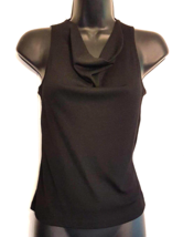 Charlotte Russe Black Tank Knit Top size Medium Juniors Draped Neckline Shirt - £11.63 GBP