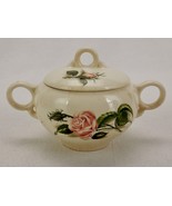 Vintage/Antique Porcelain Covered Sugar Bowl, Ring Handles, Pink Roses - $20.02 CAD