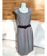 Isabella DeMarco Gray Blue Origami Tweed Belted Sheath Dress Size 6 NWOT - $47.45 CAD