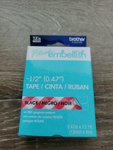 Brother P-Touch &quot;embellish&quot; Label Tape TZe-MPRG31 -1/2&quot; Black on Red Gin... - $18.69
