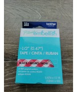 Brother P-Touch &quot;embellish&quot; Label Tape TZe-MPRG31 -1/2&quot; Black on Red Gin... - $24.63