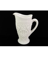 Elegant Milk Glass Pitcher, 40 ounce, Vintage Pressed Glass, Stars &amp; But... - $53.51 CAD