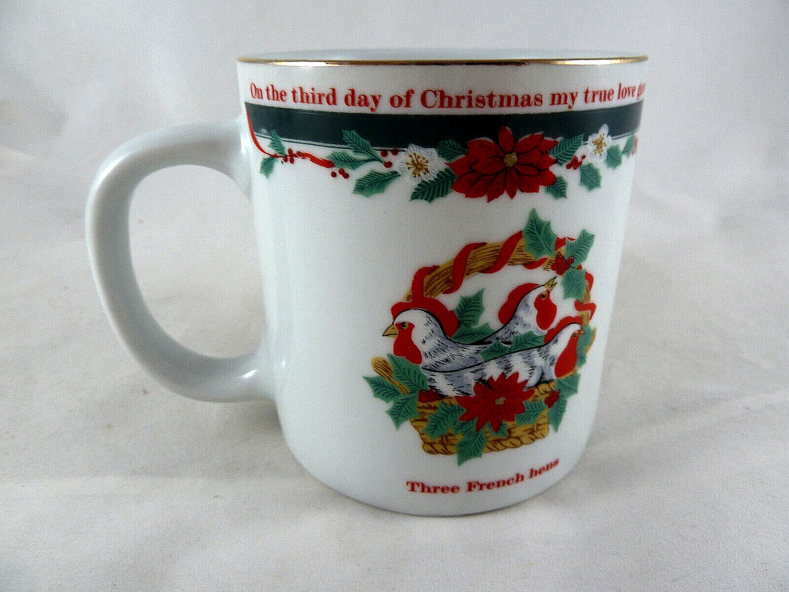 Primary image for Tienshaw Vintage Mug 12 Days of Christmas 3 French Hens 3rd day of Christmas
