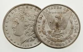 1890 &amp; 1891 Argento Morgan Dollaro Lotto Di 2 Monete IN Au Condizioni - £102.86 GBP