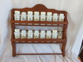 Vintage Set of 15 White Milk Glass Spice Rack &amp; Jars with Labels - READ!... - $35.63