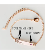 Birthstone Bracelet Custom Bar Bracelet  Gift for Her  - £35.54 GBP