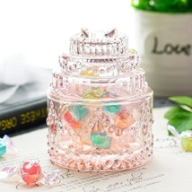 Glass Decorative,Pink Cake Shaped Crystal Candy Jar 2.8&quot;L x 2.8&quot;W x 3.5&quot;H - $21.92 CAD