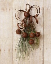 Pine Spray with rusty bells and metal bow - $23.74