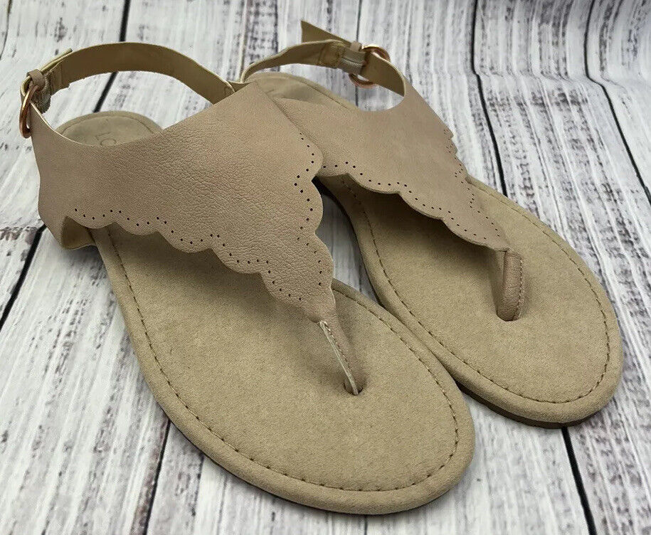 Primary image for LC Lauren Conrad Soft Buckled Thong Sandals Large New No Box No Tags
