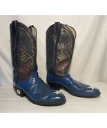 Vintage Dan Post Black/Blue/Red Cowboy Boots Mens Sz 10 D Made In USA - $222.74