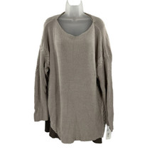 Style Co Womens Long Sleeve Knit Beige and Brown Pullover Tunic Sweater ... - £22.64 GBP