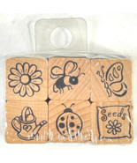 Garden Vtg Stamp Craft 6 Mini Rubber Stamp Set Spring Planting Insects @... - £18.89 GBP