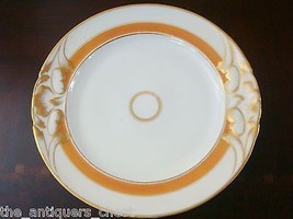 Antique unmarked French plate gold and orange, gold decorations, 9 1/2&quot; diam - £27.69 GBP