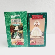 Lot of 2 HALLMARK Happy Holidays Barbie Stocking Hanger 1995 and 1996 in... - $18.69