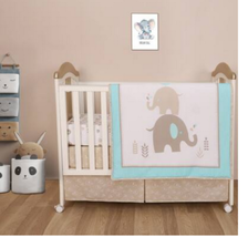 Cuddles &amp; Cribs Soft Cotton 4 Piece Baby Crib Bedding Set W/ Reversible Comforte - £59.15 GBP