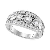 10kt White Gold Womens Round Diamond 3-stone Bridal Wedding Engagement Ring 1/2  - £643.34 GBP
