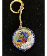 Vintage Cloisonne Enamel Chinese Dragon Pattern Key Chain with Tape Measure - $52.00
