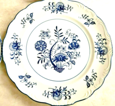 Blue Dresden 4 Dinner Plate Sphinx Import Company Circa 1950&#39;s Made Japan 9 3/8&quot; - £29.89 GBP